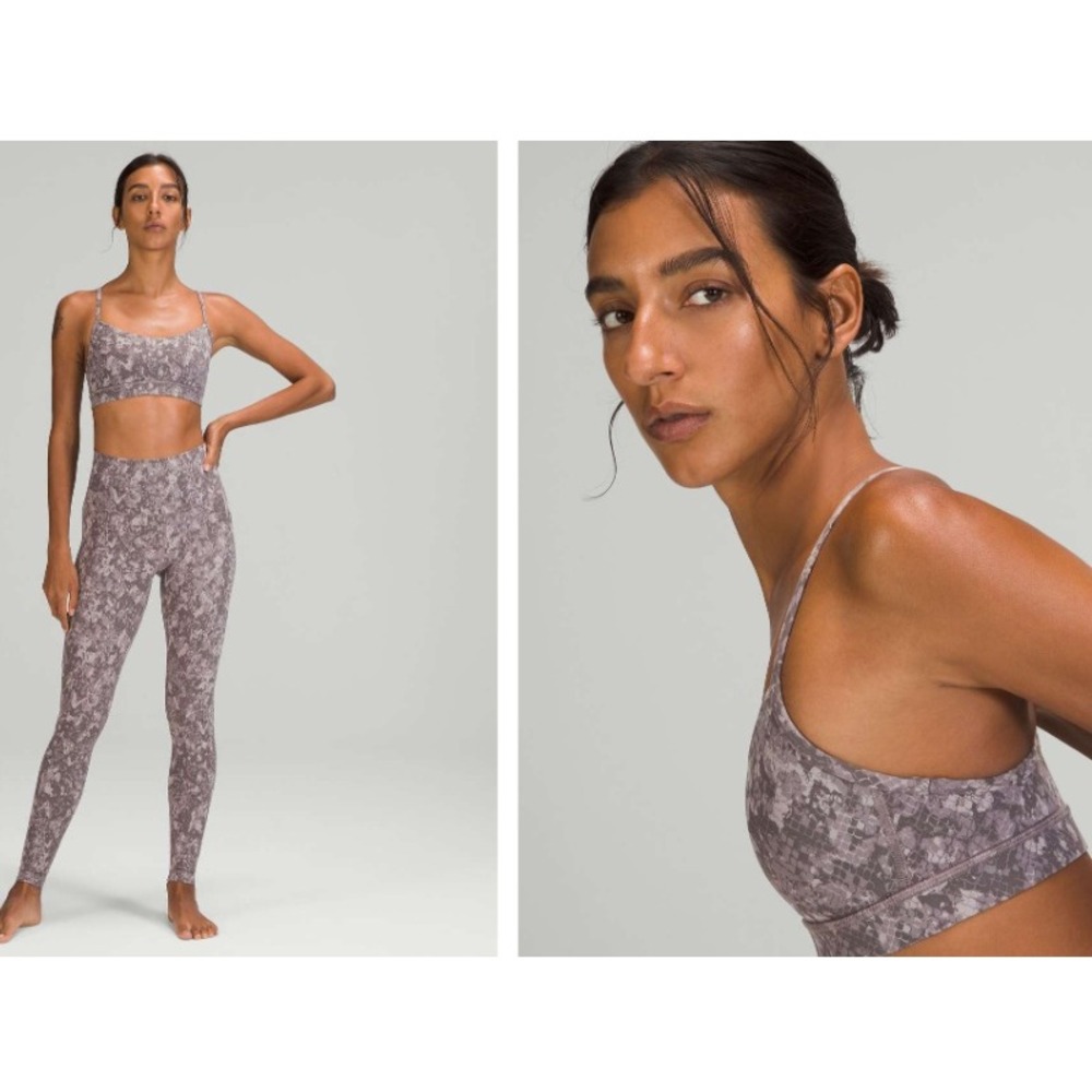 Lululemon Flow Y Bra Nulu Snakeskin Hideaway Camo Lunar Rock Women's Yoga Size 8 - Picture 2 of 11